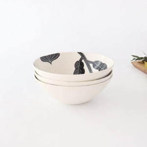 Fururu Rounbd Bowl Black Flower |  Serving Bowl Hasami Ware