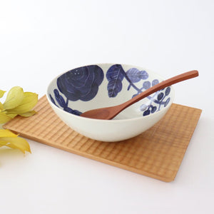 Fururu Rounbd Bowl Blue Flower |  Serving Bowl Hasami Ware