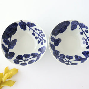 Fururu Rounbd Bowl Blue Flower |  Serving Bowl Hasami Ware