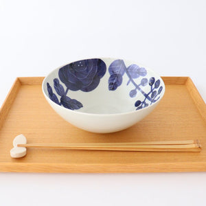 Fururu Rounbd Bowl Blue Flower |  Serving Bowl Hasami Ware