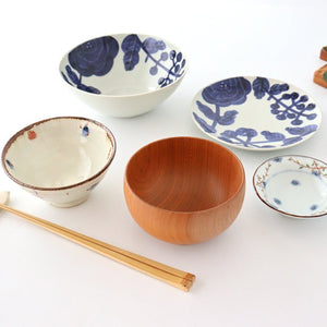 Fururu Rounbd Bowl Blue Flower |  Serving Bowl Hasami Ware