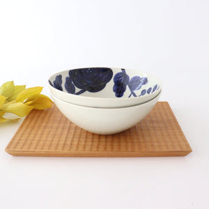 Fururu Rounbd Bowl Blue Flower |  Serving Bowl Hasami Ware