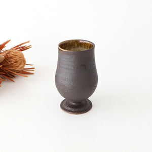 Kosendo Sake Cup Goblet Brown Tag | Shigaraki Ware