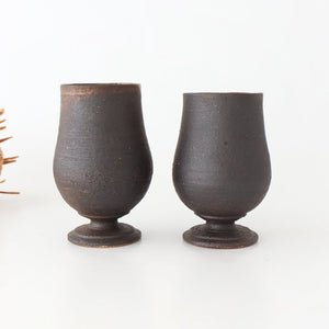 Kosendo Sake Cup Goblet Brown Tag | Shigaraki Ware