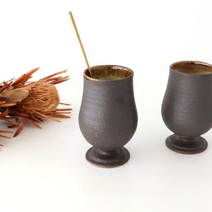 Kosendo Sake Cup Goblet Brown Tag | Shigaraki Ware