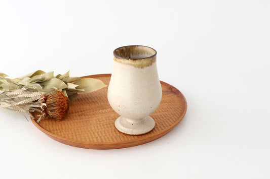 Kosendo Sake Cup Goblet White Tag | Shigaraki Ware