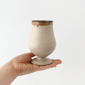 Kosendo Sake Cup Goblet White Tag | Shigaraki Ware