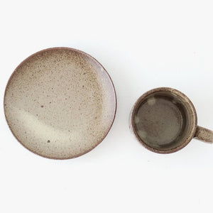 Cup and Saucer Ash Glaze Carving  | Shigaraki Ware