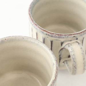 Cup and Saucer White Glaze Carving  | Shigaraki Ware