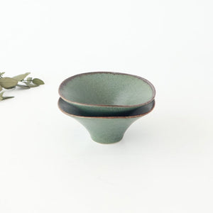 kei Morning Glory-shaped Small Bowl Green | Kobachi Mino Ware