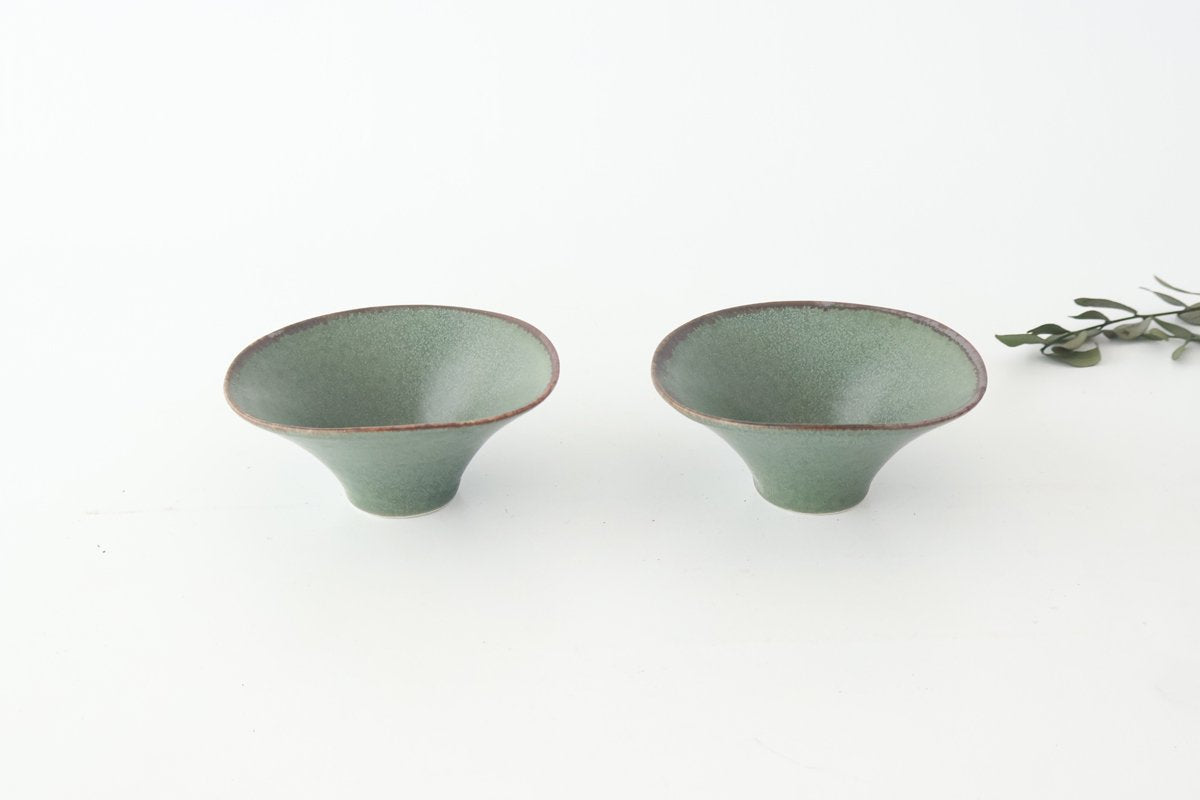 kei Morning Glory-shaped Small Bowl Green | Kobachi Mino Ware