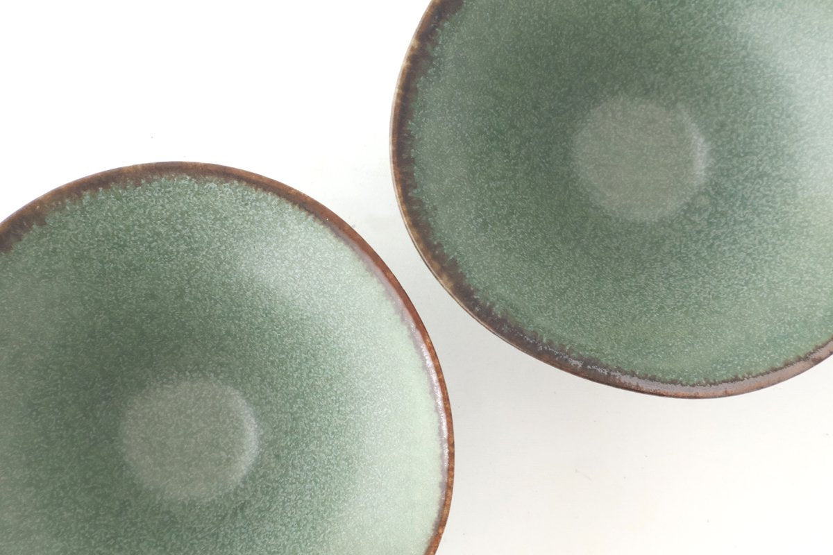 kei Morning Glory-shaped Small Bowl Green | Kobachi Mino Ware