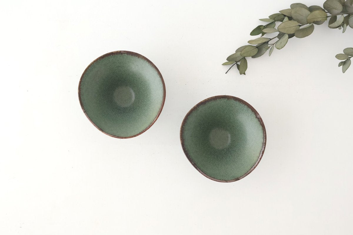 kei Morning Glory-shaped Small Bowl Green | Kobachi Mino Ware