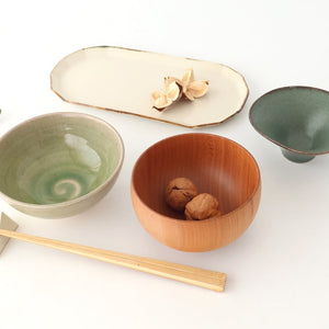 kei Morning Glory-shaped Small Bowl Green | Kobachi Mino Ware