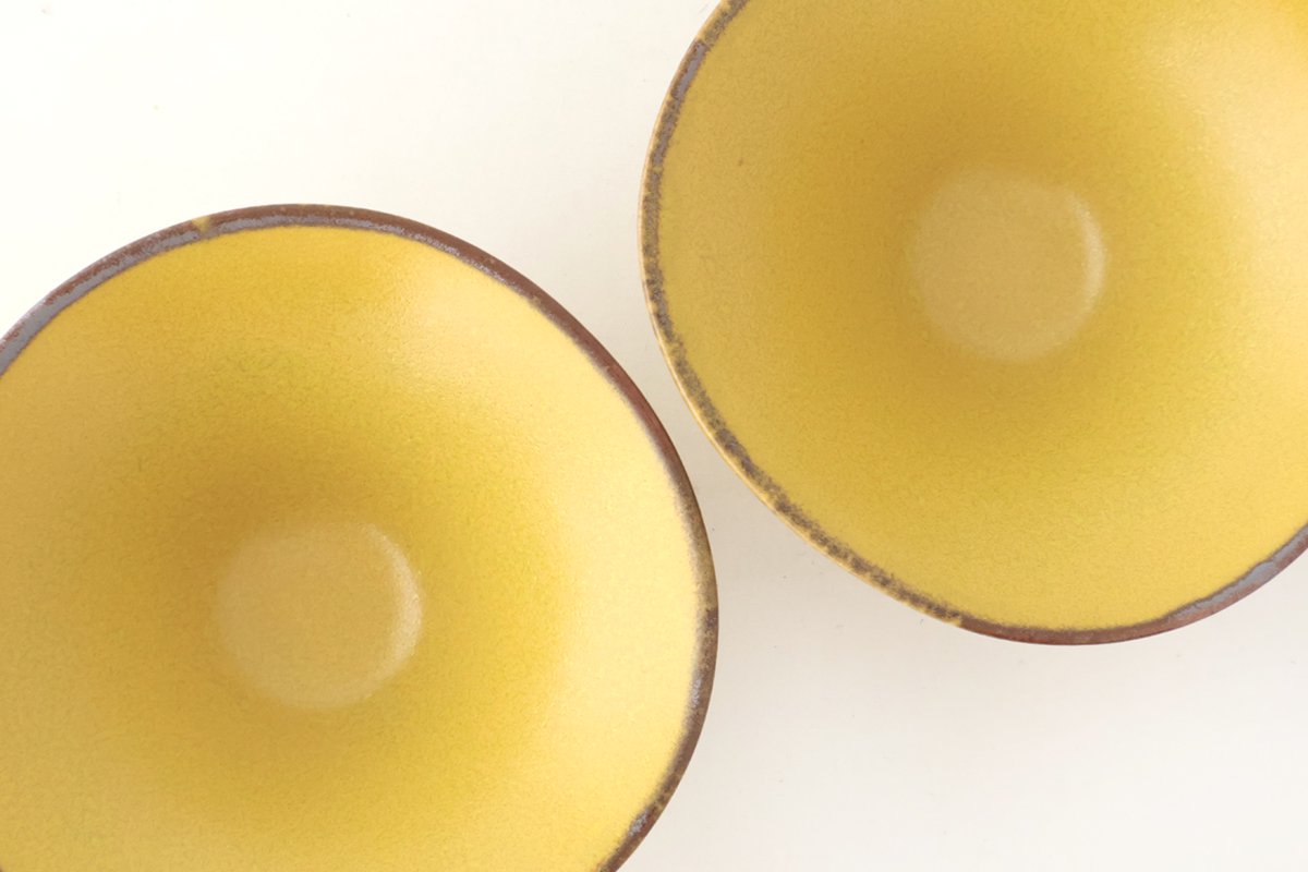 kei Morning Glory-shaped Small Bowl Mustard | Kobachi Mino Ware