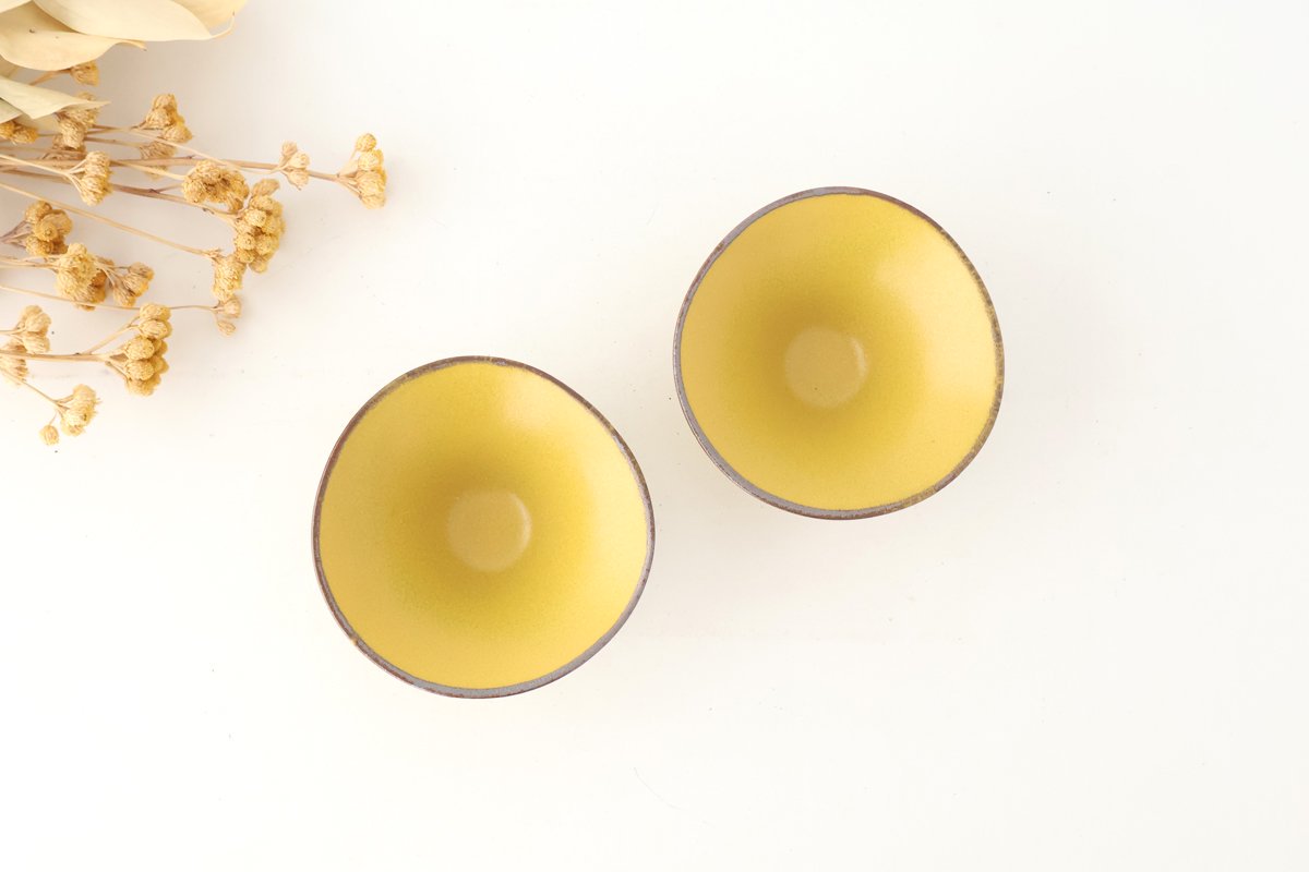 kei Morning Glory-shaped Small Bowl Mustard | Kobachi Mino Ware