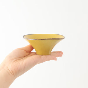 kei Morning Glory-shaped Small Bowl Mustard | Kobachi Mino Ware