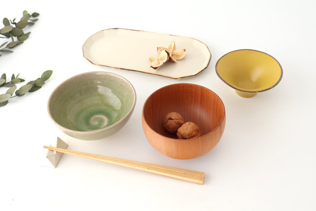 kei Morning Glory-shaped Small Bowl Mustard | Kobachi Mino Ware