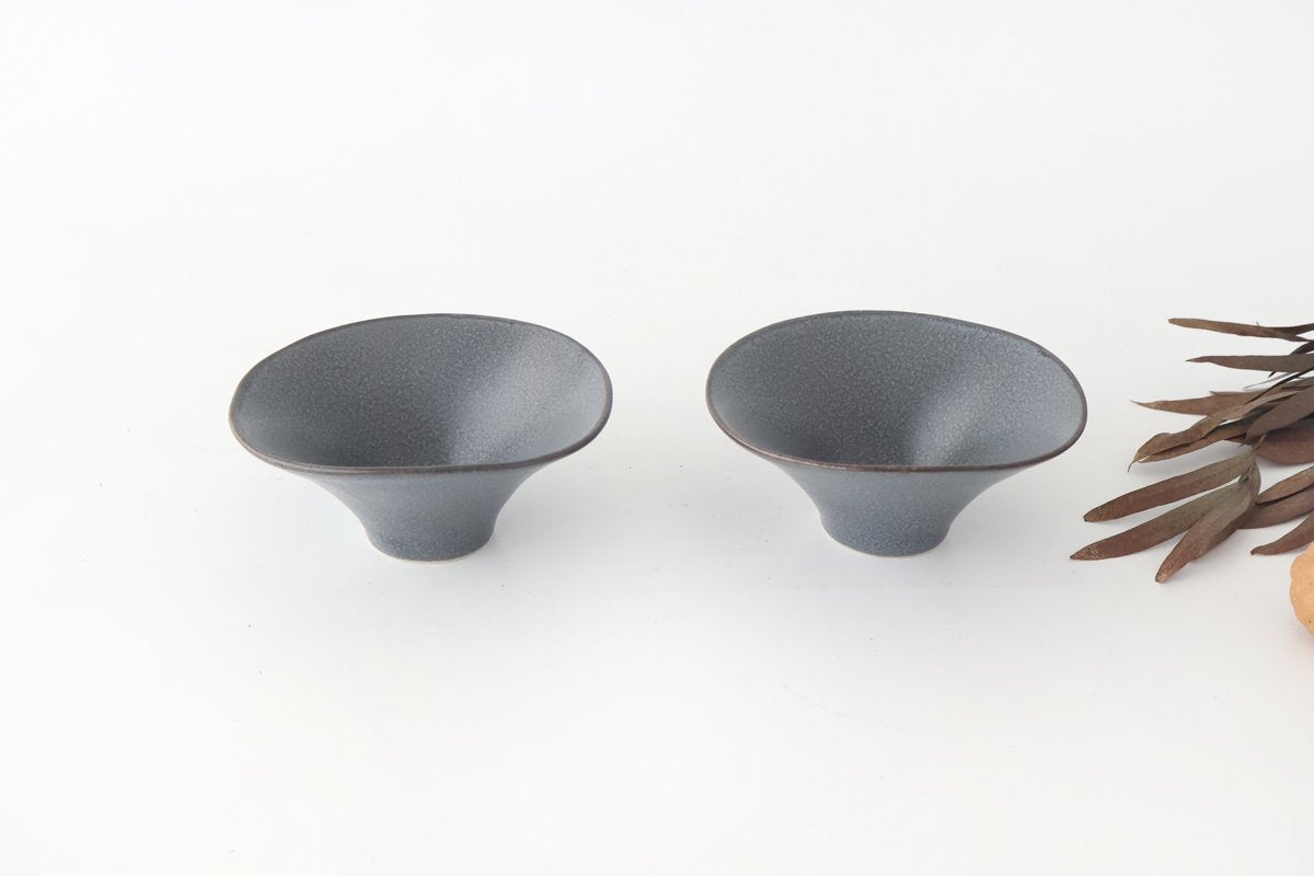 kei Morning Glory-shaped Small Bowl Gray | Kobachi Mino Ware