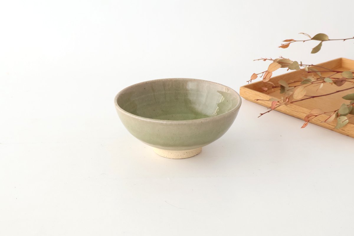 Rough Clay Rice Bowl Green | Mino Ware