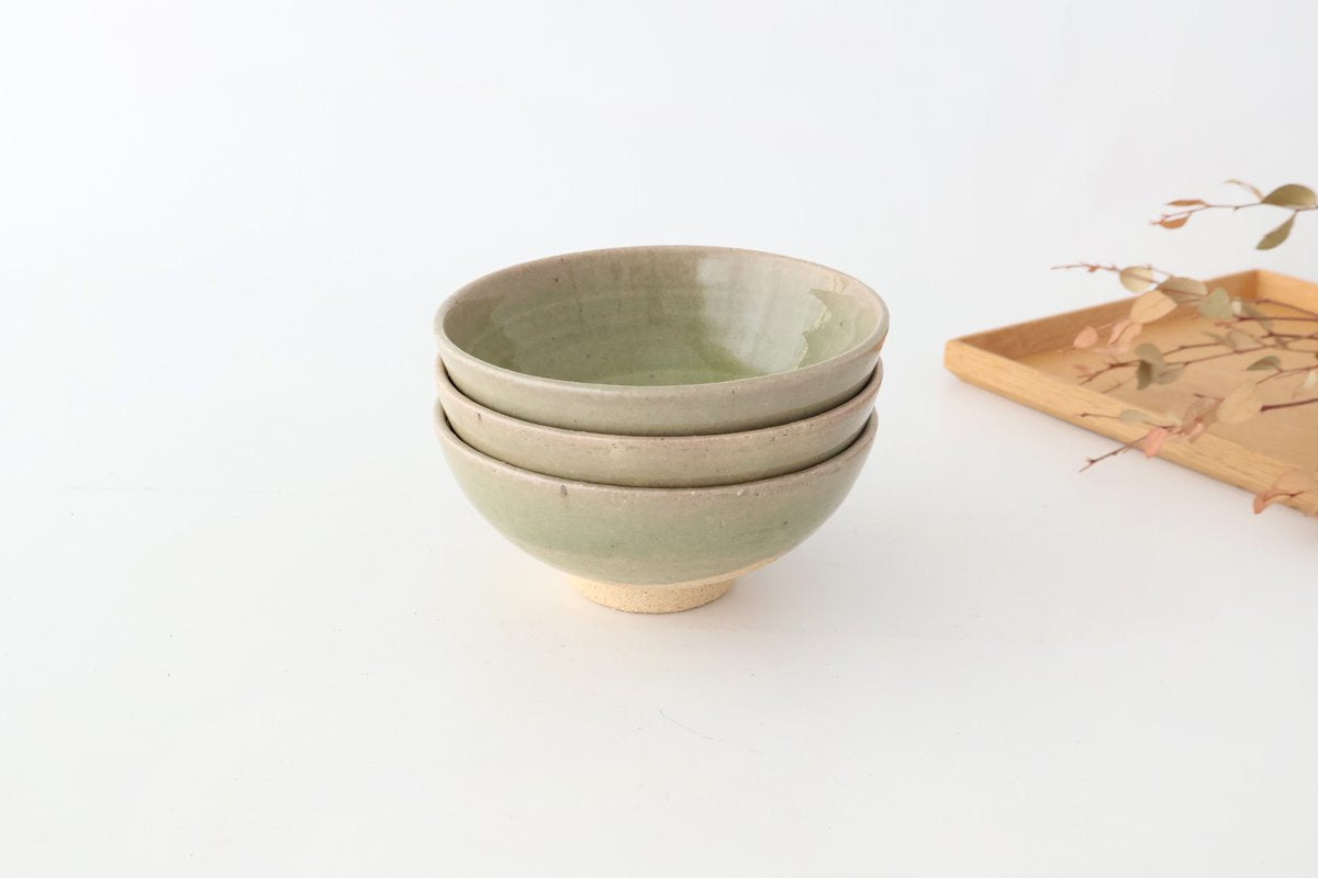 Rough Clay Rice Bowl Green | Mino Ware