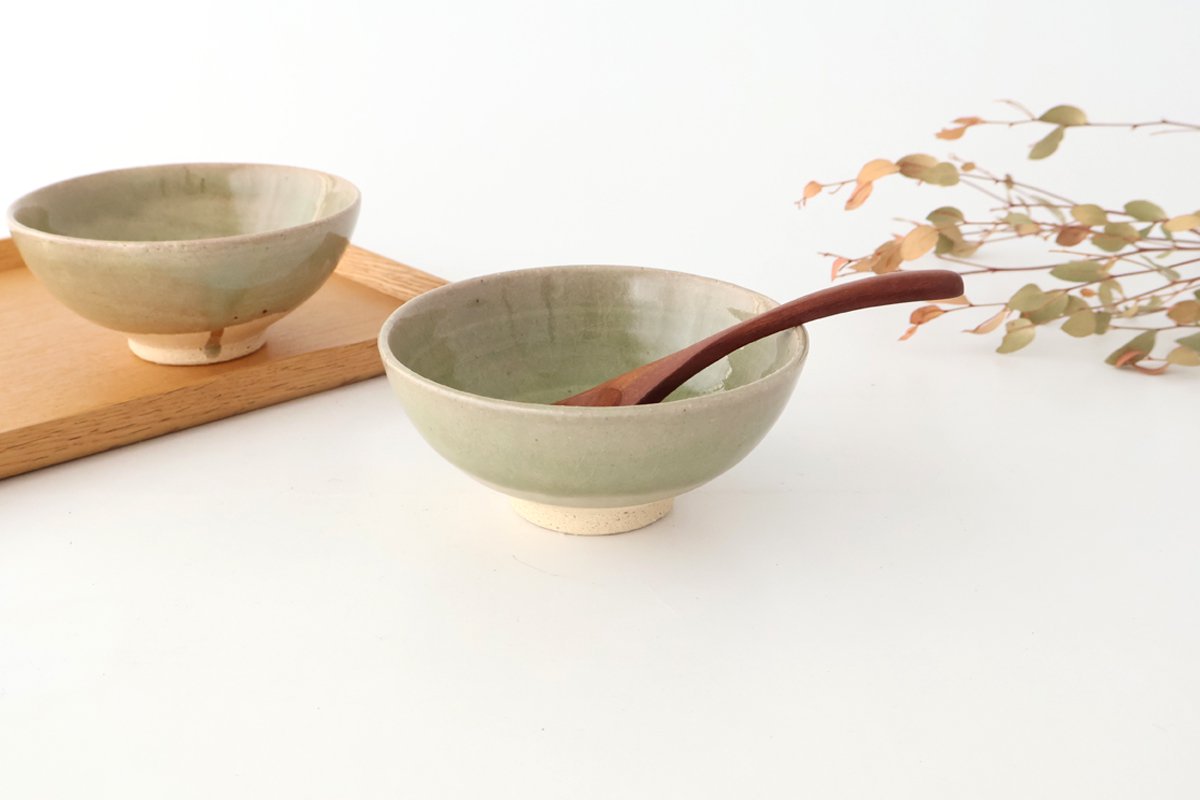 Rough Clay Rice Bowl Green | Mino Ware