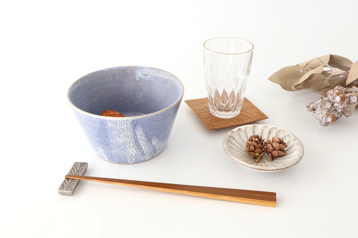 Round Bowl Blue Kairagi 13.5cm/ 5.3in | Kobachi Mino ware