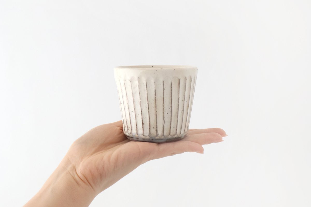 Soba Choko Shaved White | Free Cup Mino Ware