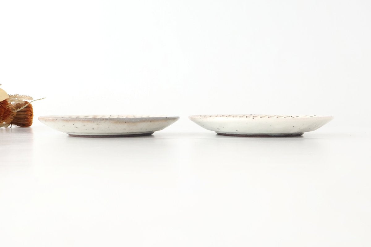 White Decorated Shaving Small Plate｜Mino Ware