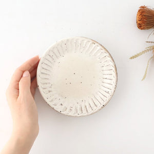 White Decorated Shaving Small Plate｜Mino Ware