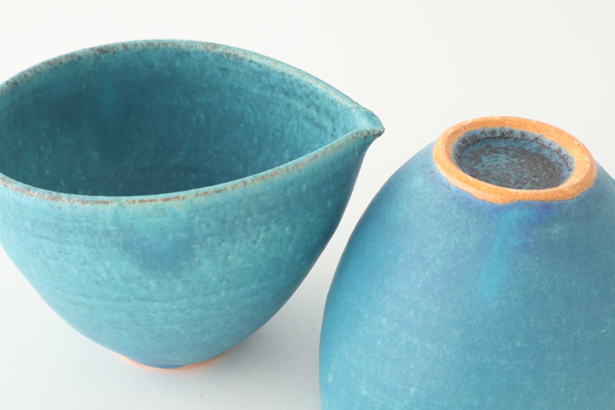 Katakuchi Small Bowl Turquoise Blue | Shigaraki Ware