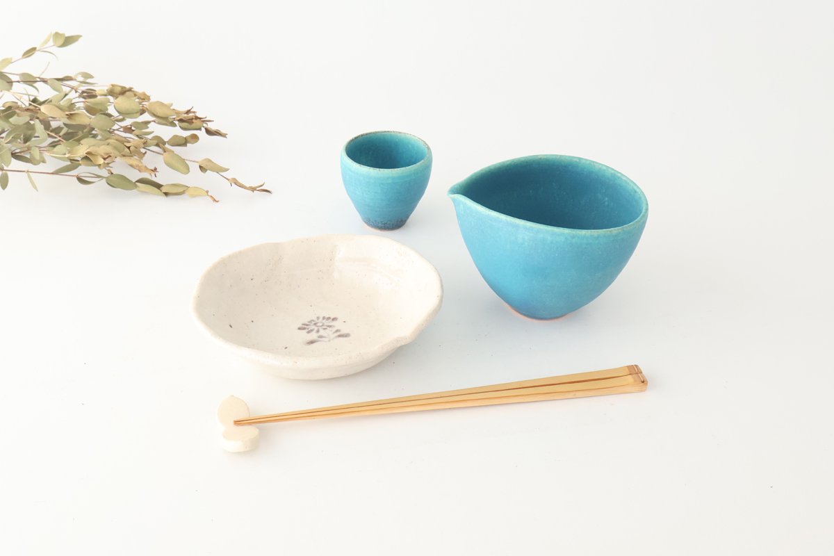 Katakuchi Small Bowl Turquoise Blue | Shigaraki Ware