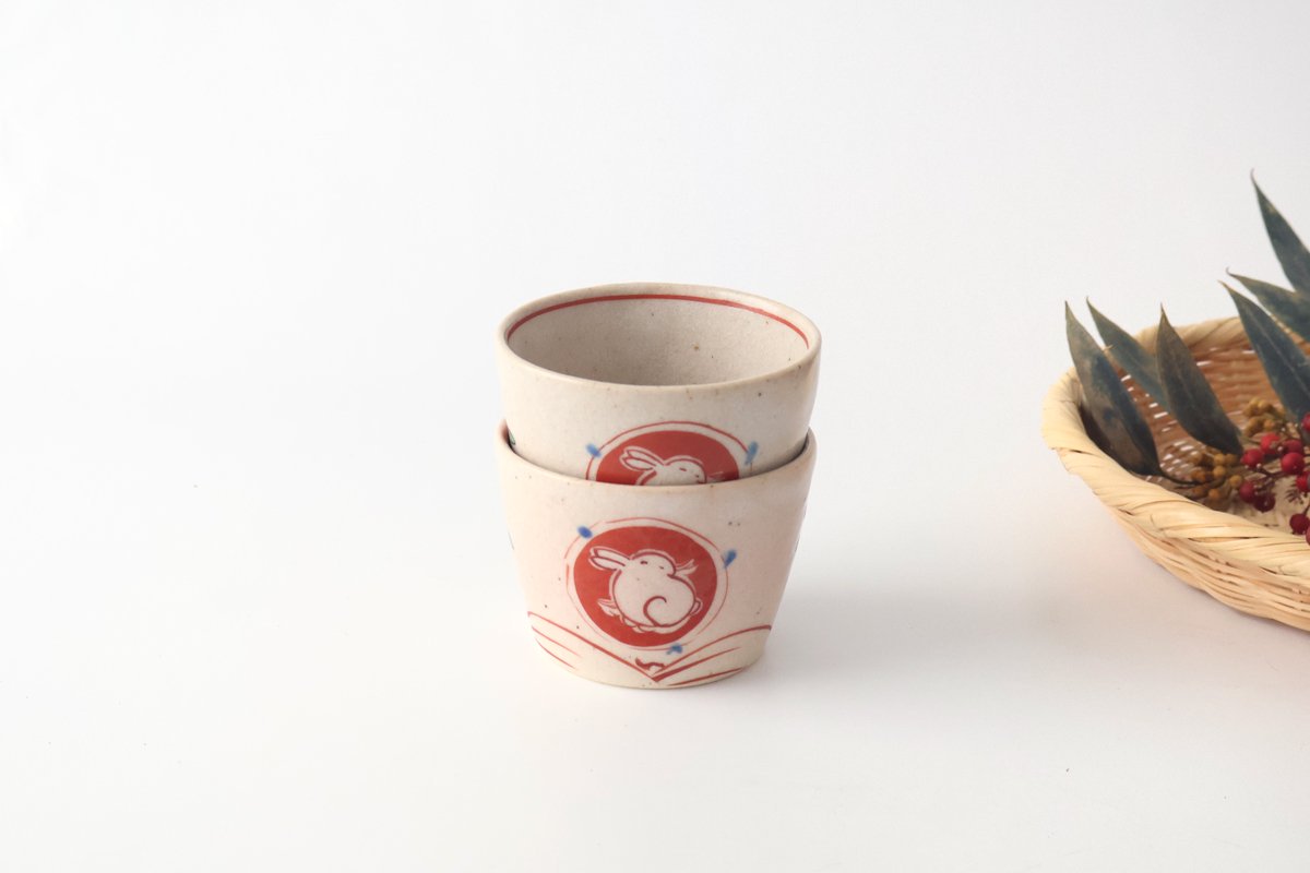 Zoho Kiln Soba Choko Red Rabitt | Free Cup Mino Ware