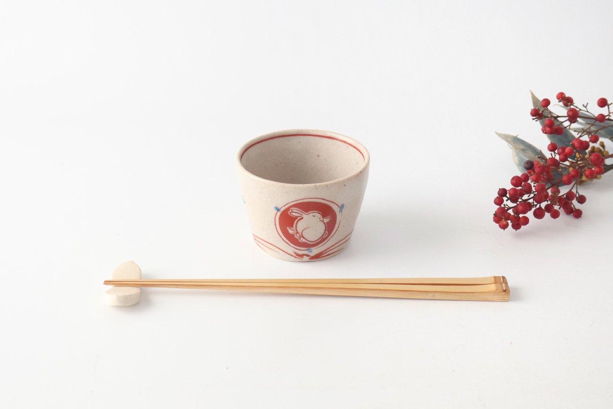 Zoho Kiln Soba Choko Red Rabitt | Free Cup Mino Ware