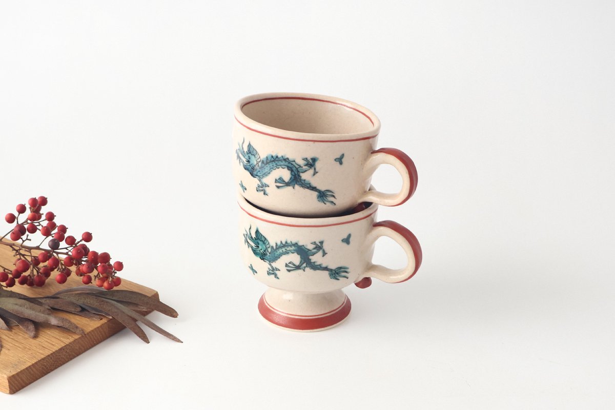 Zoho Kiln Footed Mug Green Dragon | Mino Ware