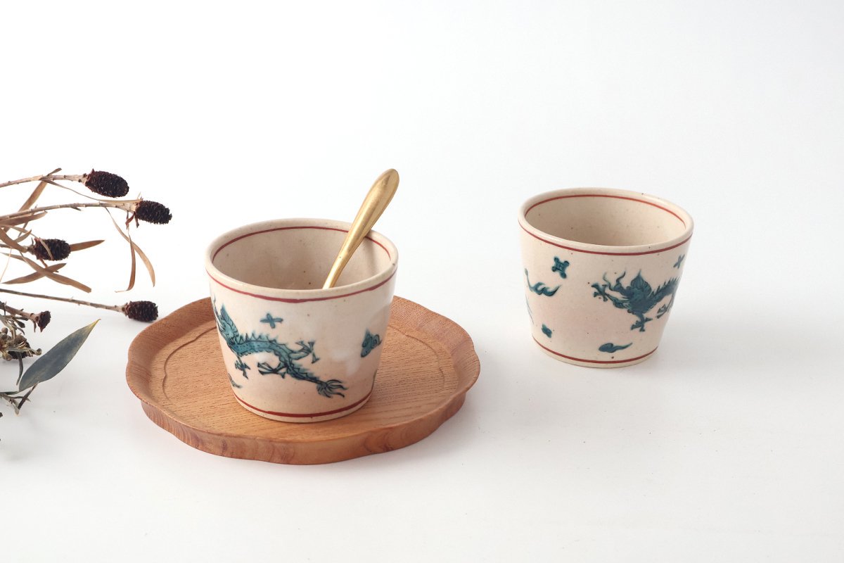 Zoho Kiln Soba Choko Green Dragon | Free Cup Mino Ware