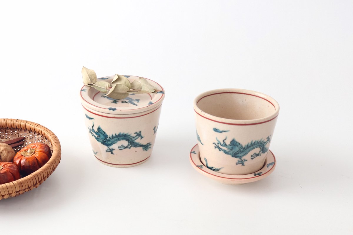 Zoho Kiln Soba Choko Green Dragon | Free Cup Mino Ware