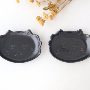 sen TWIN CATS plate Black| Hasami Ware