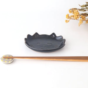 sen TWIN CATS plate Black| Hasami Ware