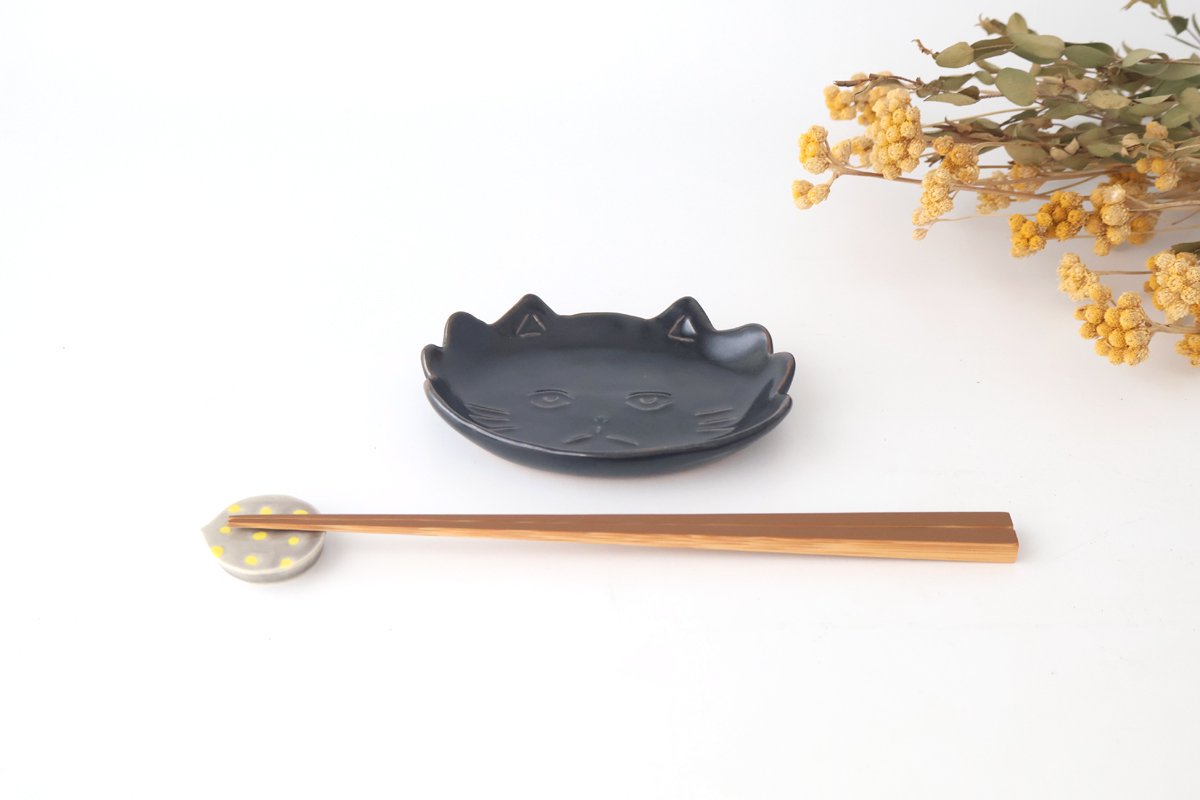 sen TWIN CATS plate Black| Hasami Ware