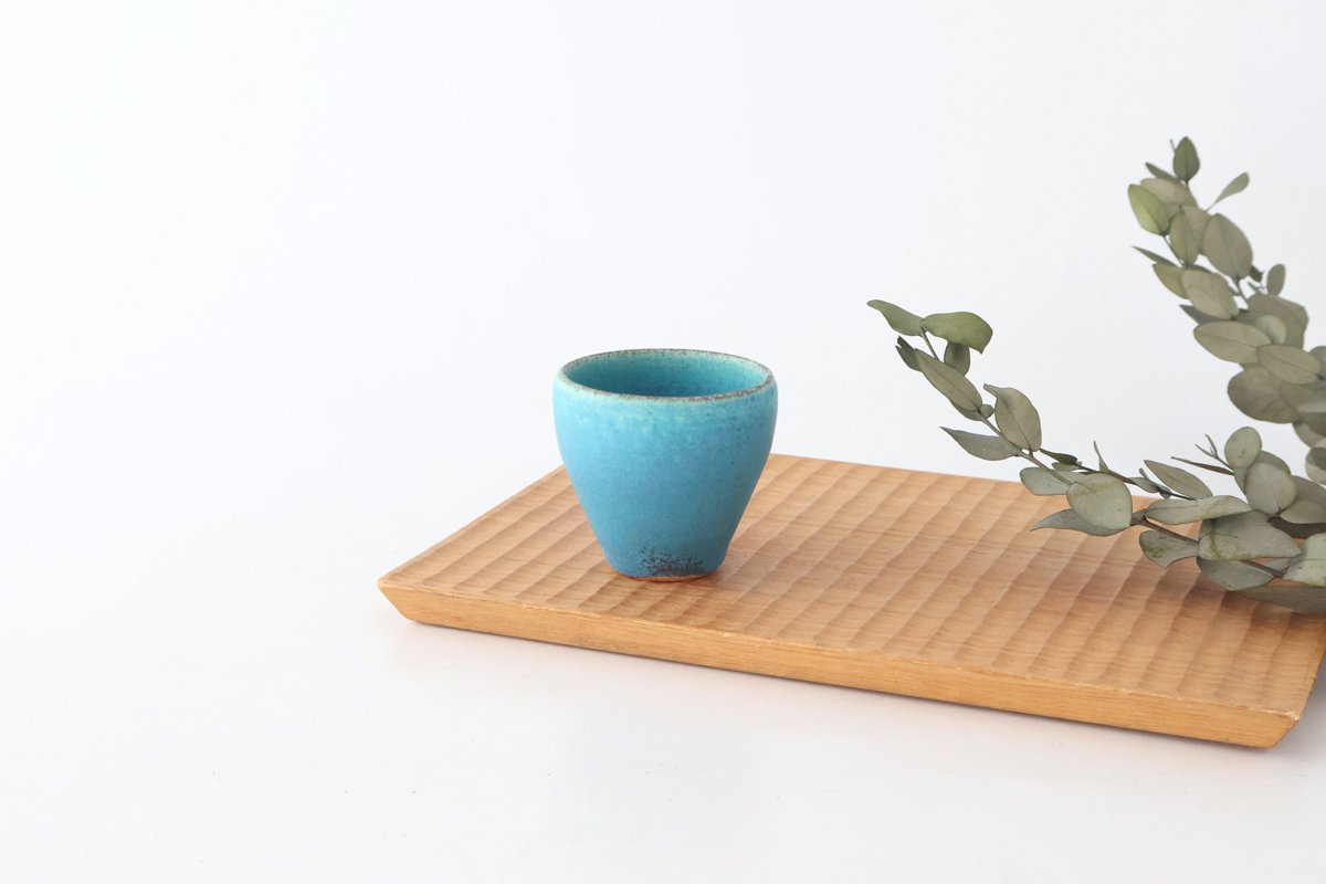 Sake Cup Guinomi Turquoise Blue | Shigaraki Ware