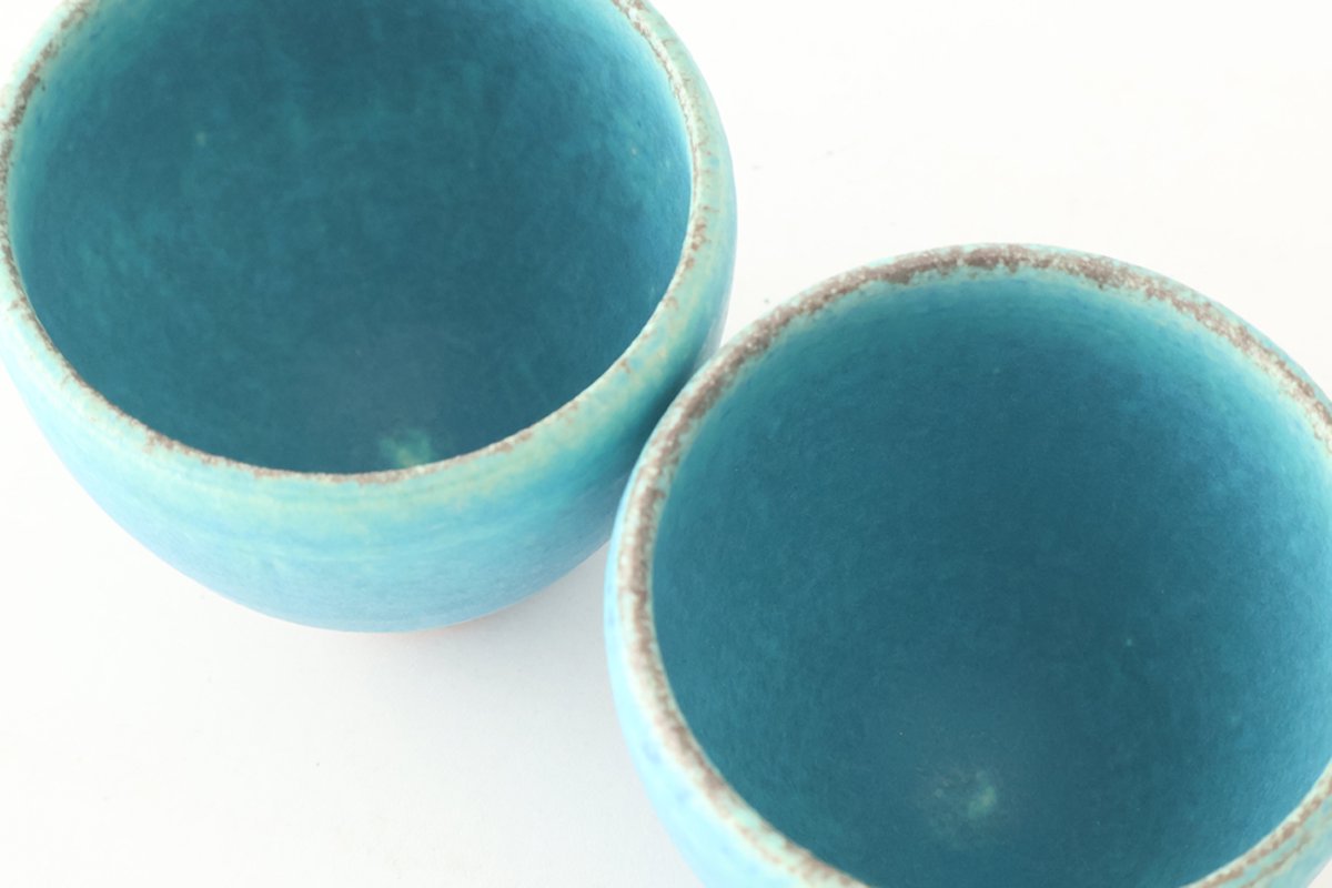 Sake Cup Guinomi Turquoise Blue | Shigaraki Ware