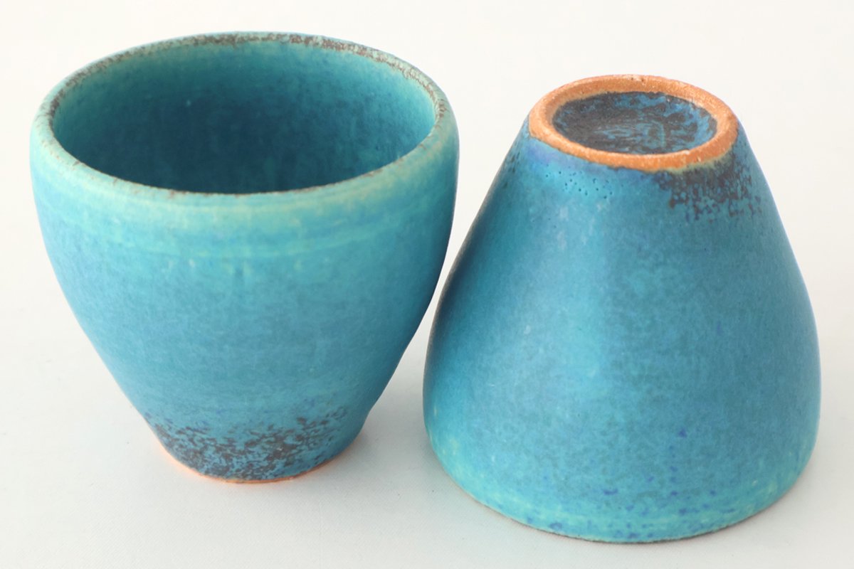 Sake Cup Guinomi Turquoise Blue | Shigaraki Ware