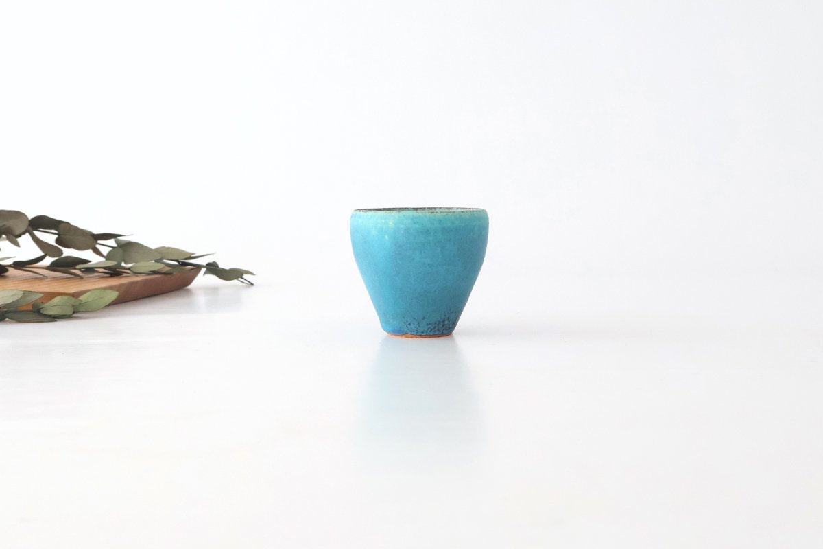 Sake Cup Guinomi Turquoise Blue | Shigaraki Ware