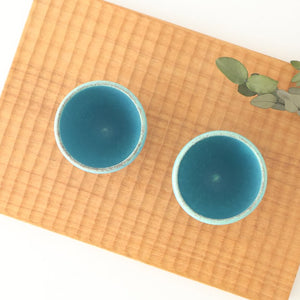 Sake Cup Guinomi Turquoise Blue | Shigaraki Ware