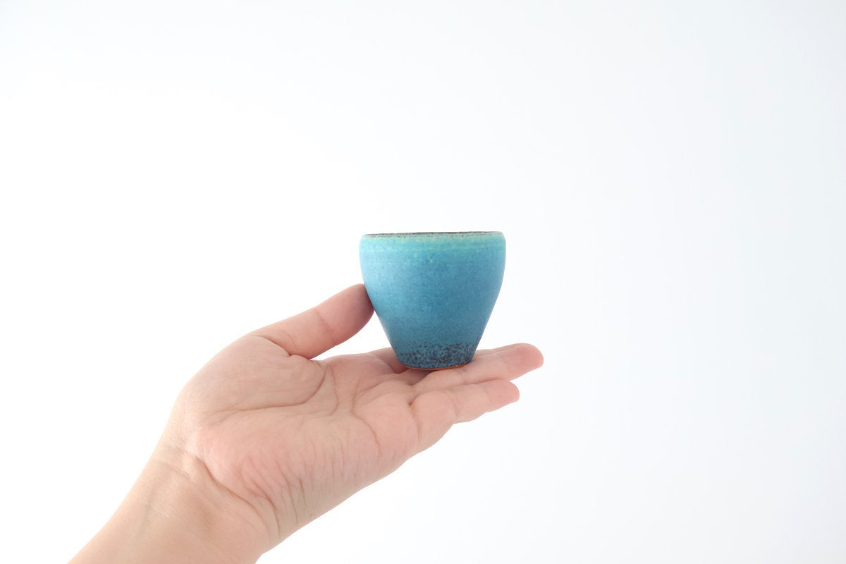 Sake Cup Guinomi Turquoise Blue | Shigaraki Ware