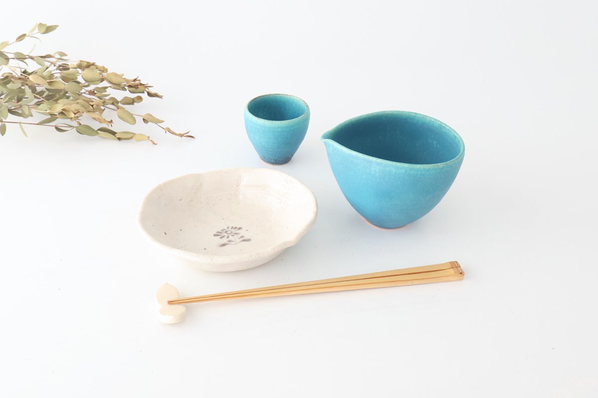 Sake Cup Guinomi Turquoise Blue | Shigaraki Ware