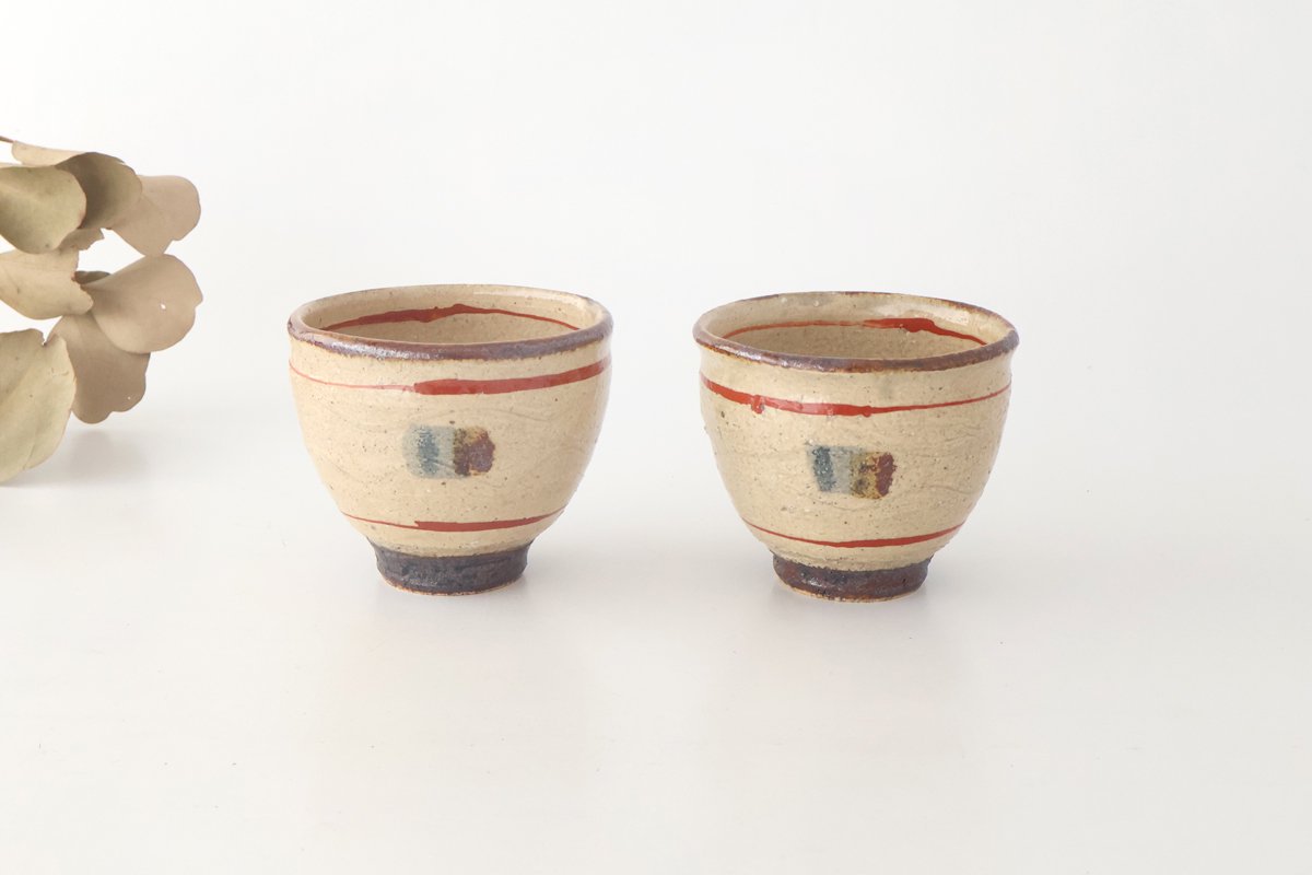 Japanese Cup Red Lines | Yunomi Shigaraki Ware