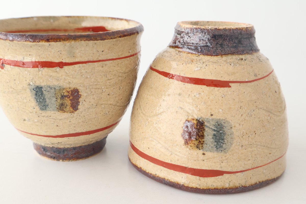 Japanese Cup Red Lines | Yunomi Shigaraki Ware