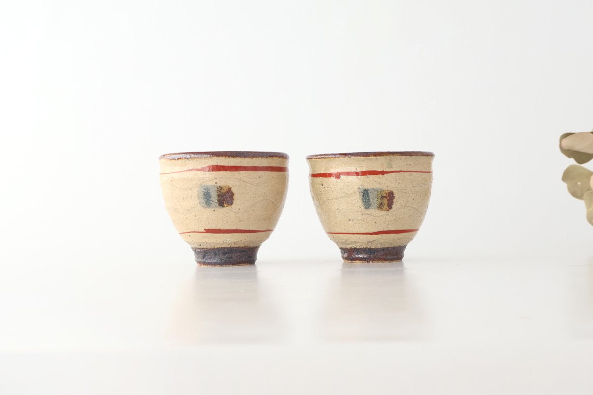 Japanese Cup Red Lines | Yunomi Shigaraki Ware